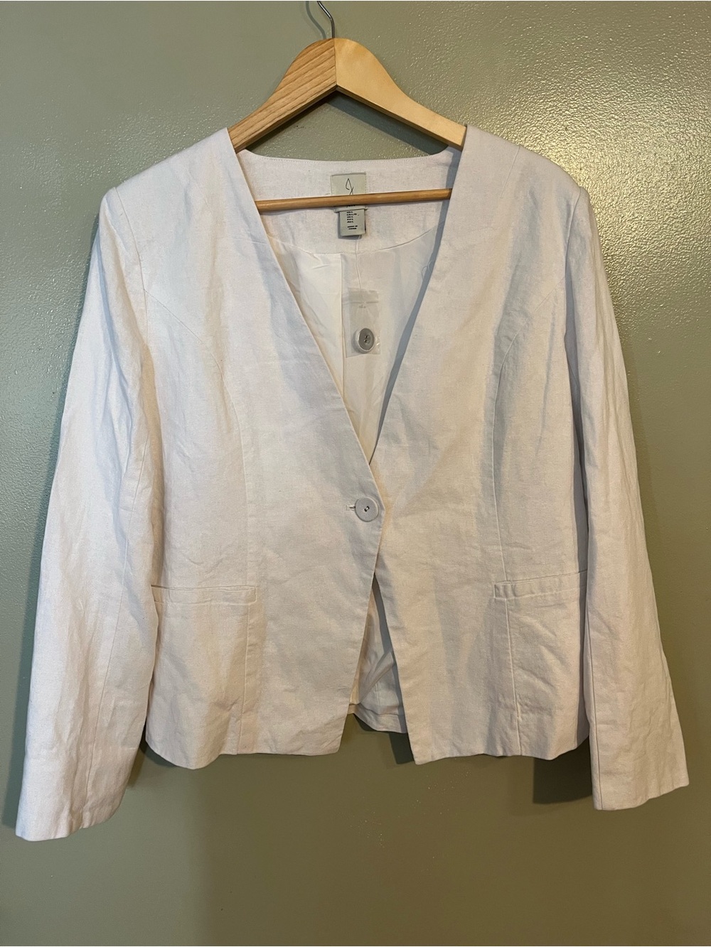Joie Womens  V-Neck Linen Blend One Button Blazer Lined Preppy Office L NWT